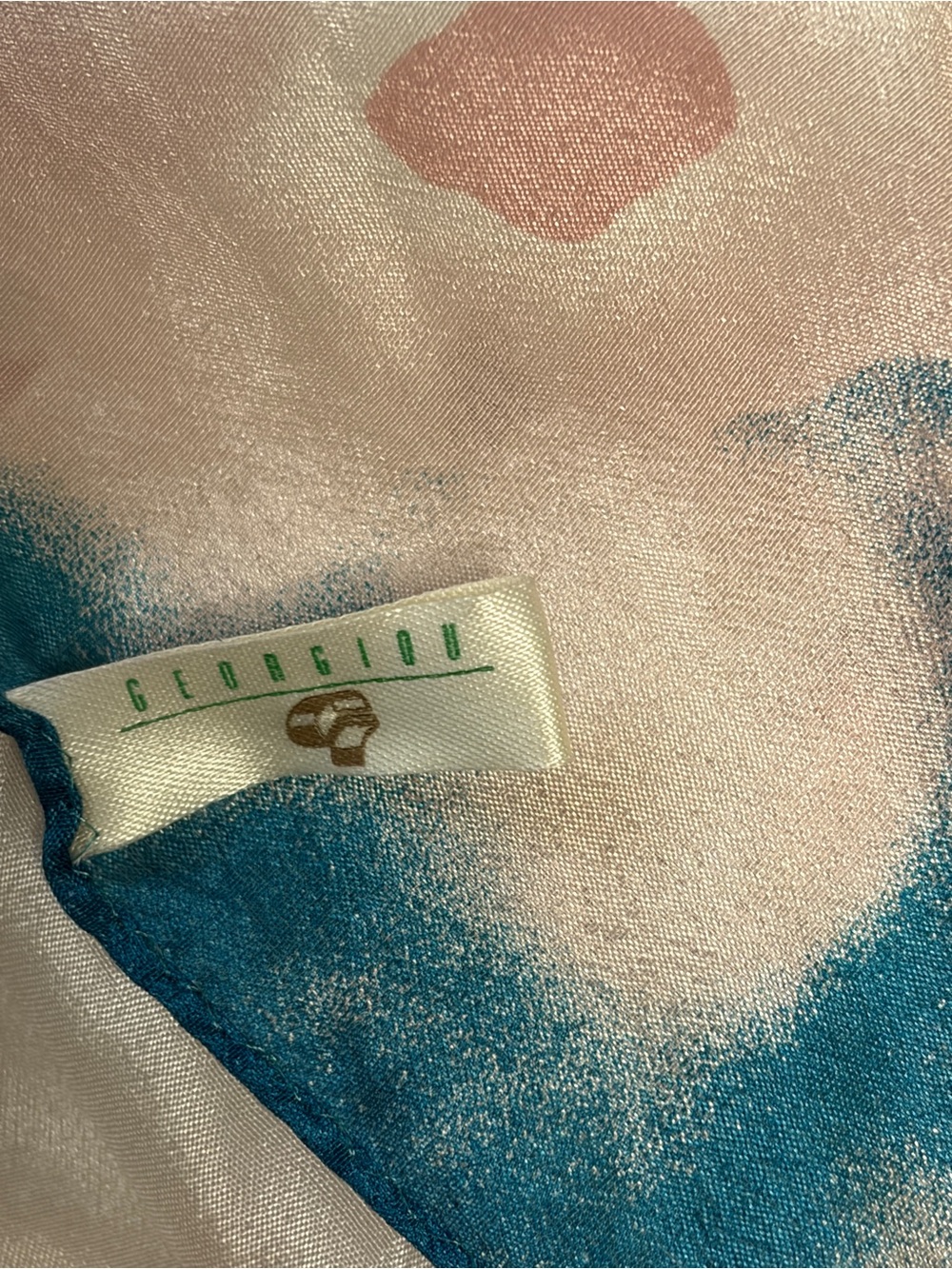 Vintage NaturElle 100% Silk Teal Midi Dress + Georgiou Scarf Set Size L - Picture 5 of 13